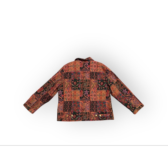 Vtg 90s Stonebridge Signature Tapestry Jacket Women’s Large Boho Patchwork Butto - Picture 4 of 8